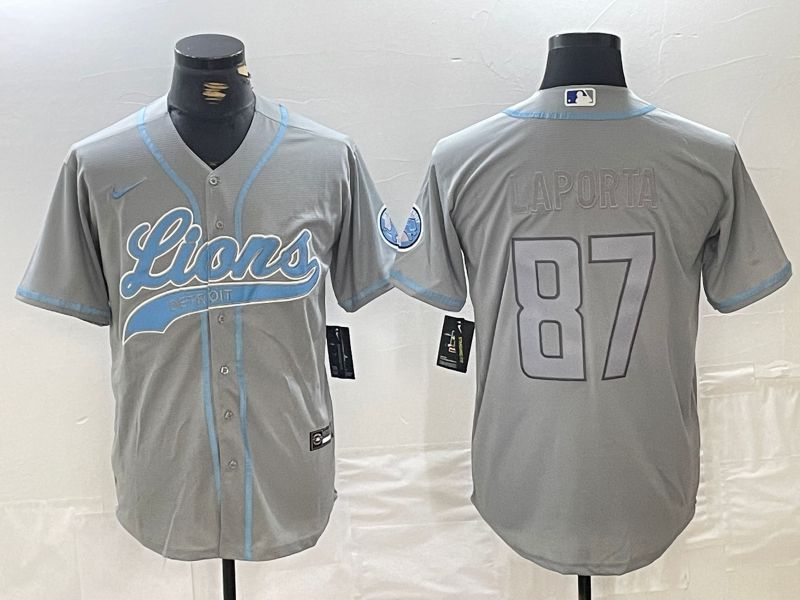 Men Detroit Lions #87 Laporta Grey Joint Name 2024 Nike Limited NFL Jersey style 1->detroit lions->NFL Jersey